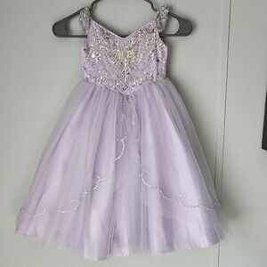 Lilac Beaded Tulle Party Dress for Girls